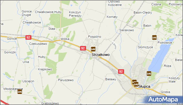 mapa Strzałkowo powiat słupecki, Strzałkowo powiat słupecki na mapie Targeo
