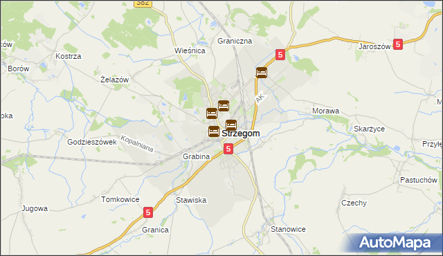 mapa Strzegom powiat świdnicki, Strzegom powiat świdnicki na mapie Targeo