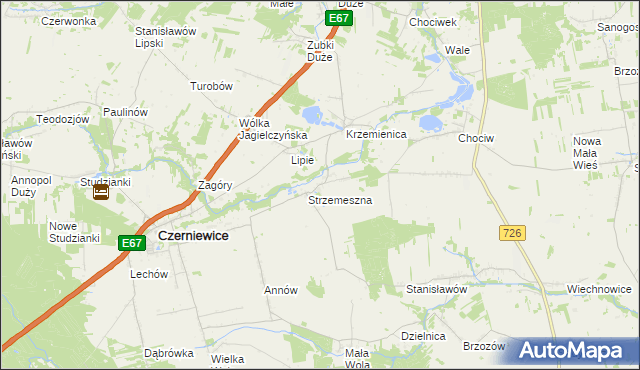 mapa Strzemeszna Pierwsza, Strzemeszna Pierwsza na mapie Targeo