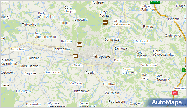 mapa Strzyżów, Strzyżów na mapie Targeo