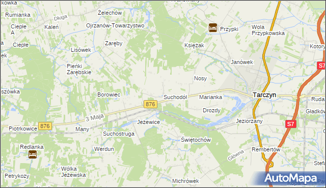 mapa Suchodół gmina Tarczyn, Suchodół gmina Tarczyn na mapie Targeo
