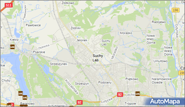 mapa Suchy Las powiat poznański, Suchy Las powiat poznański na mapie Targeo