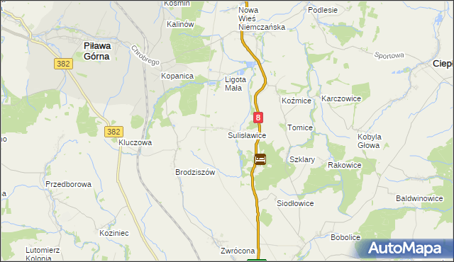 mapa Sulisławice gmina Ząbkowice Śląskie, Sulisławice gmina Ząbkowice Śląskie na mapie Targeo