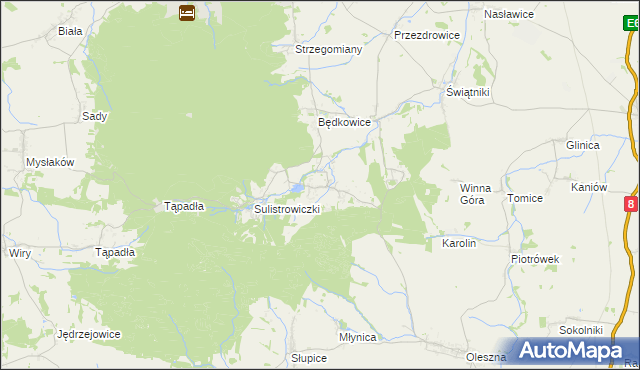 mapa Sulistrowice gmina Sobótka, Sulistrowice gmina Sobótka na mapie Targeo