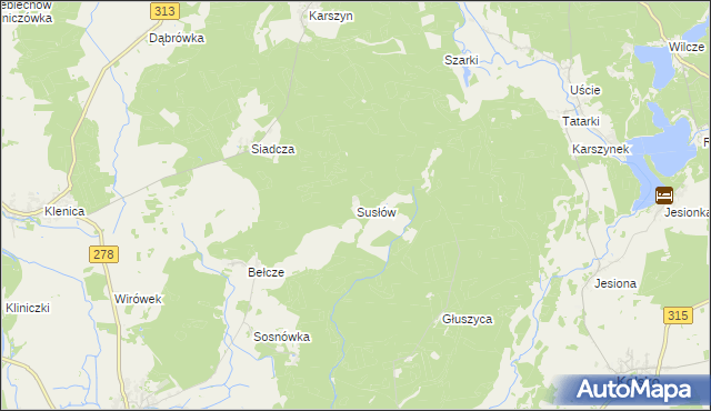 mapa Susłów, Susłów na mapie Targeo