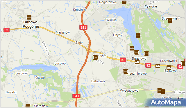 mapa Swadzim gmina Tarnowo Podgórne, Swadzim gmina Tarnowo Podgórne na mapie Targeo