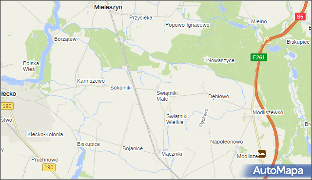 mapa Świątniki Małe gmina Mieleszyn, Świątniki Małe gmina Mieleszyn na mapie Targeo