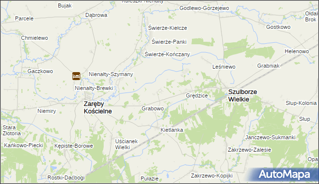 mapa Świerże-Kolonia gmina Zaręby Kościelne, Świerże-Kolonia gmina Zaręby Kościelne na mapie Targeo