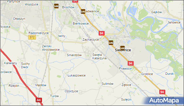 mapa Święta Katarzyna gmina Siechnice, Święta Katarzyna gmina Siechnice na mapie Targeo