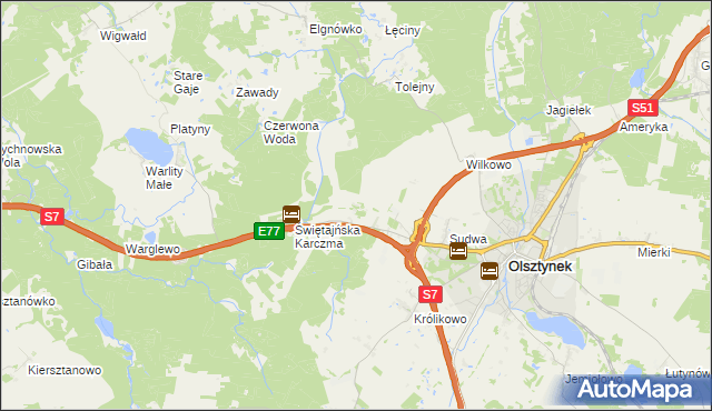 mapa Świętajny, Świętajny na mapie Targeo