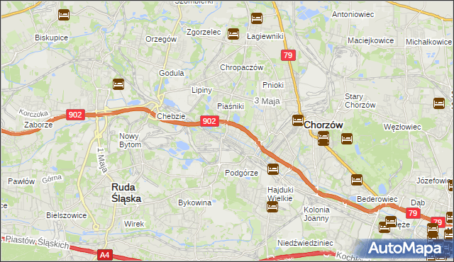 mapa Świętochłowice, Świętochłowice na mapie Targeo