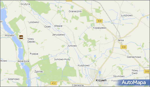 mapa Świniec gmina Krzywiń, Świniec gmina Krzywiń na mapie Targeo