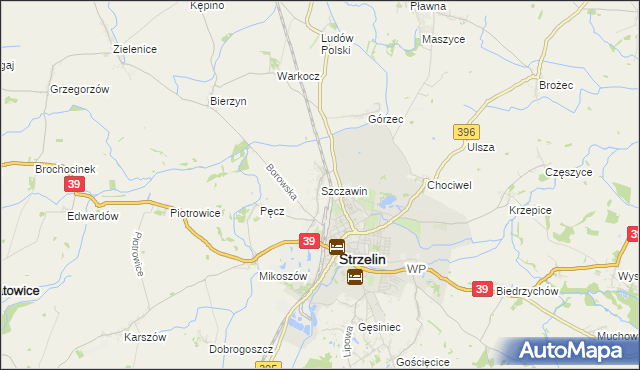 mapa Szczawin gmina Strzelin, Szczawin gmina Strzelin na mapie Targeo