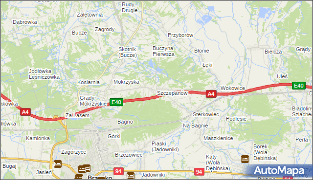 mapa Szczepanów gmina Brzesko, Szczepanów gmina Brzesko na mapie Targeo