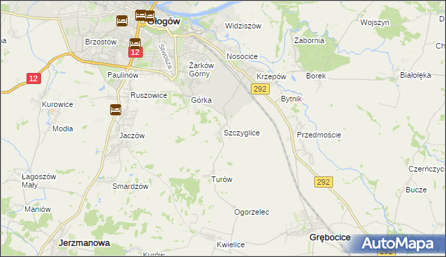 mapa Szczyglice gmina Głogów, Szczyglice gmina Głogów na mapie Targeo