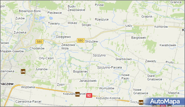 mapa Szczytno gmina Kampinos, Szczytno gmina Kampinos na mapie Targeo