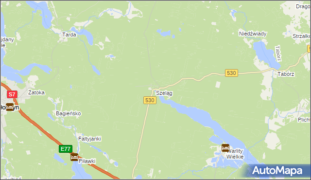 mapa Szeląg gmina Łukta, Szeląg gmina Łukta na mapie Targeo