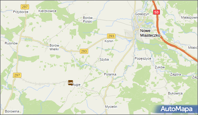 mapa Szyba gmina Nowe Miasteczko, Szyba gmina Nowe Miasteczko na mapie Targeo