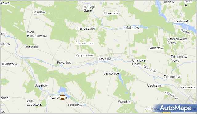mapa Szydłów gmina Lutomiersk, Szydłów gmina Lutomiersk na mapie Targeo