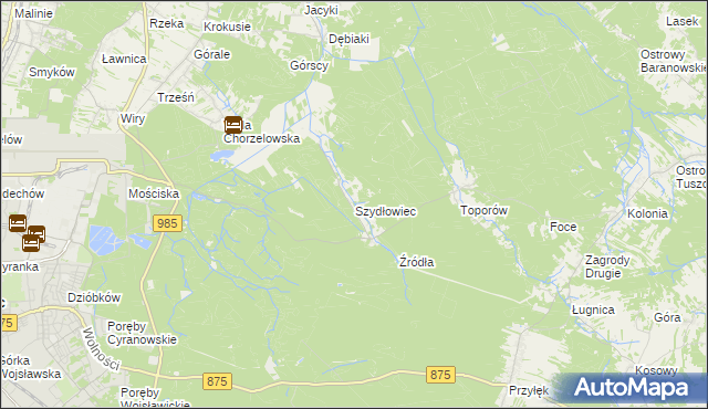 mapa Szydłowiec gmina Mielec, Szydłowiec gmina Mielec na mapie Targeo