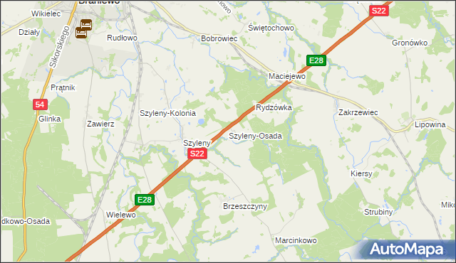 mapa Szyleny-Osada, Szyleny-Osada na mapie Targeo