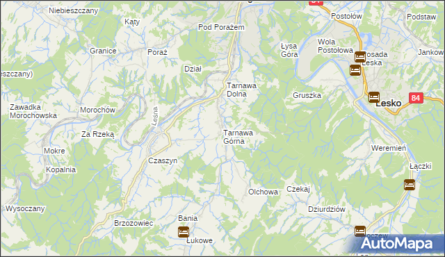 mapa Tarnawa Górna gmina Zagórz, Tarnawa Górna gmina Zagórz na mapie Targeo