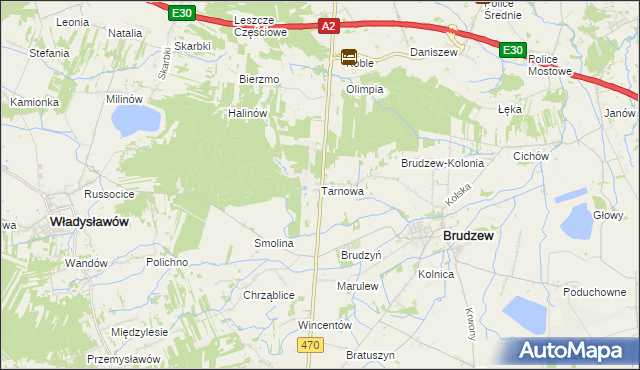 mapa Tarnowa gmina Brudzew, Tarnowa gmina Brudzew na mapie Targeo