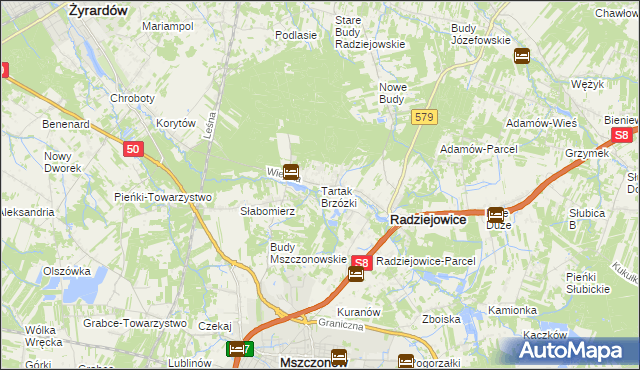 mapa Tartak Brzózki, Tartak Brzózki na mapie Targeo