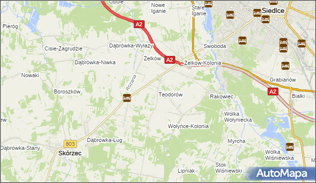 mapa Teodorów gmina Skórzec, Teodorów gmina Skórzec na mapie Targeo