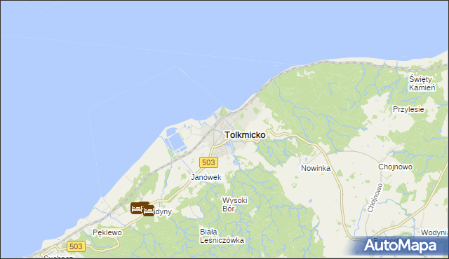 mapa Tolkmicko, Tolkmicko na mapie Targeo