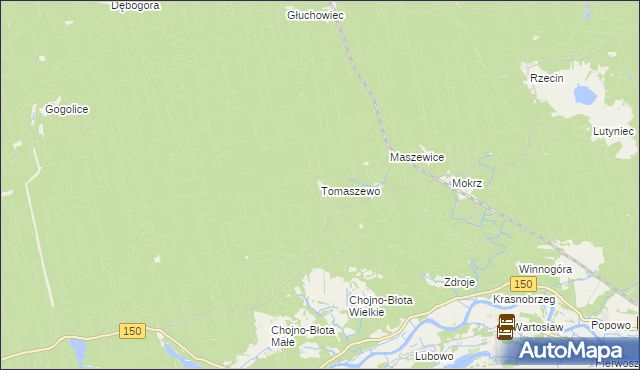 mapa Tomaszewo gmina Wronki, Tomaszewo gmina Wronki na mapie Targeo