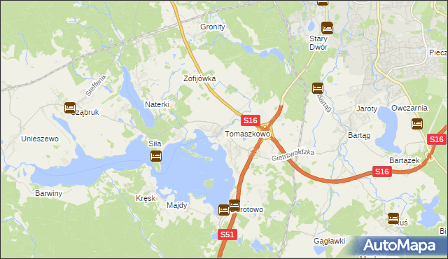 mapa Tomaszkowo, Tomaszkowo na mapie Targeo