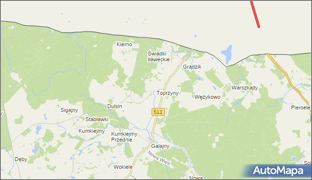 mapa Toprzyny, Toprzyny na mapie Targeo