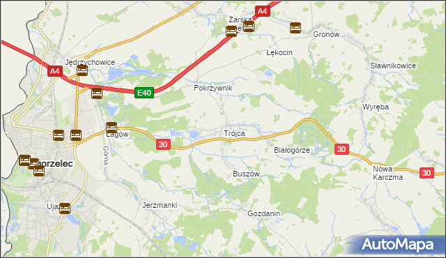 mapa Trójca gmina Zgorzelec, Trójca gmina Zgorzelec na mapie Targeo