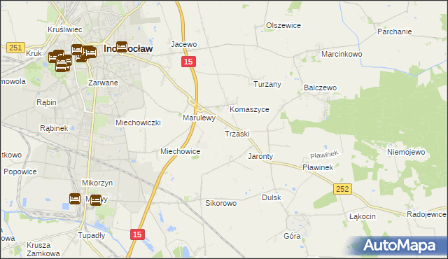 mapa Trzaski gmina Inowrocław, Trzaski gmina Inowrocław na mapie Targeo