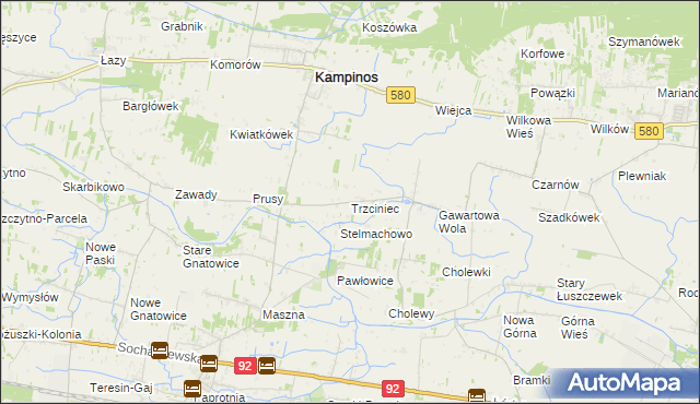 mapa Trzciniec gmina Leszno, Trzciniec gmina Leszno na mapie Targeo