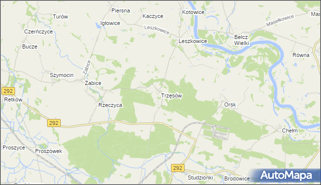 mapa Trzęsów gmina Grębocice, Trzęsów gmina Grębocice na mapie Targeo