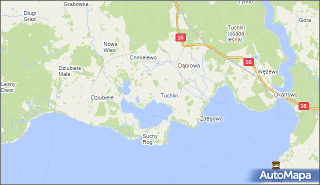 mapa Tuchlin gmina Orzysz, Tuchlin gmina Orzysz na mapie Targeo