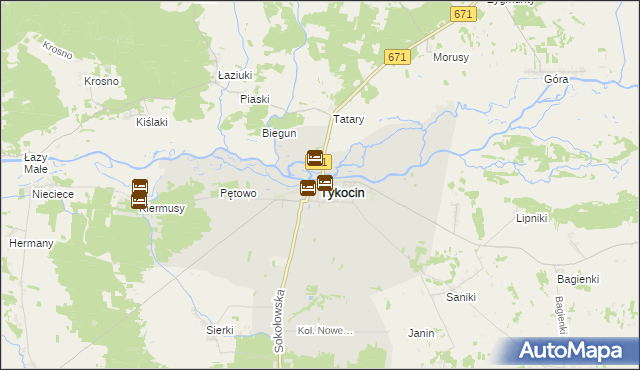 mapa Tykocin, Tykocin na mapie Targeo