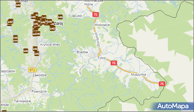 mapa Tylicz, Tylicz na mapie Targeo