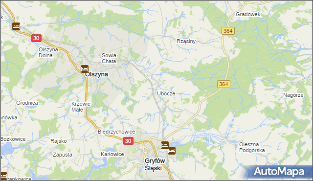 mapa Ubocze gmina Gryfów Śląski, Ubocze gmina Gryfów Śląski na mapie Targeo