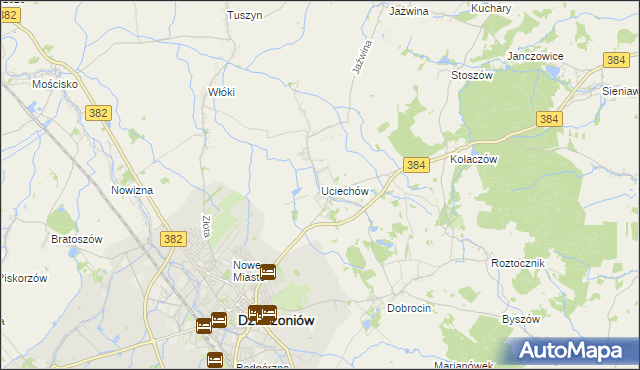 mapa Uciechów gmina Dzierżoniów, Uciechów gmina Dzierżoniów na mapie Targeo