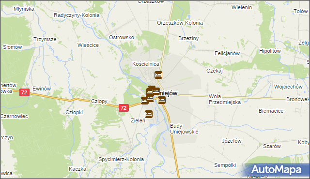 mapa Uniejów, Uniejów na mapie Targeo