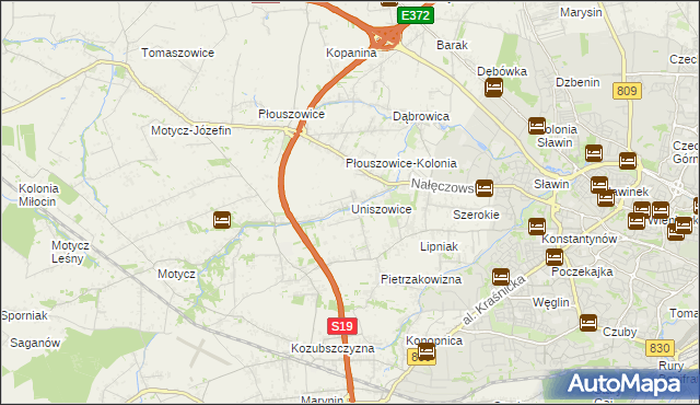 mapa Uniszowice, Uniszowice na mapie Targeo