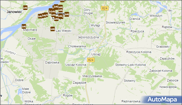 mapa Uściąż, Uściąż na mapie Targeo