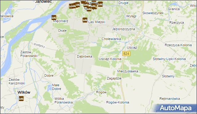 mapa Uściąż-Kolonia, Uściąż-Kolonia na mapie Targeo
