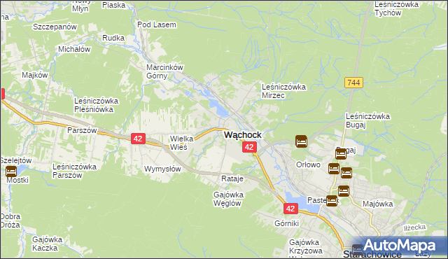 mapa Wąchock, Wąchock na mapie Targeo