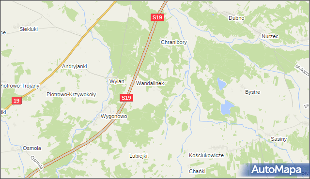 mapa Wandalin gmina Boćki, Wandalin gmina Boćki na mapie Targeo