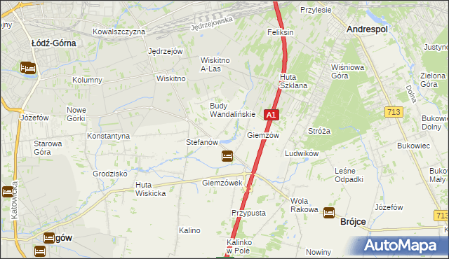mapa Wandalin gmina Brójce, Wandalin gmina Brójce na mapie Targeo