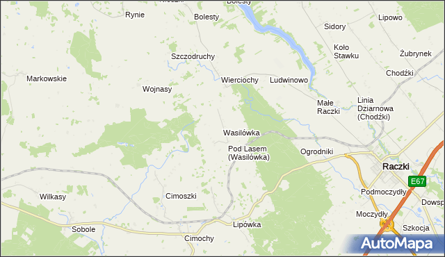 mapa Wasilówka gmina Raczki, Wasilówka gmina Raczki na mapie Targeo